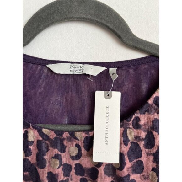 NWT Anthropologie Poetic Woods Mesh Lined Leopard Top XL - Picture 4 of 9